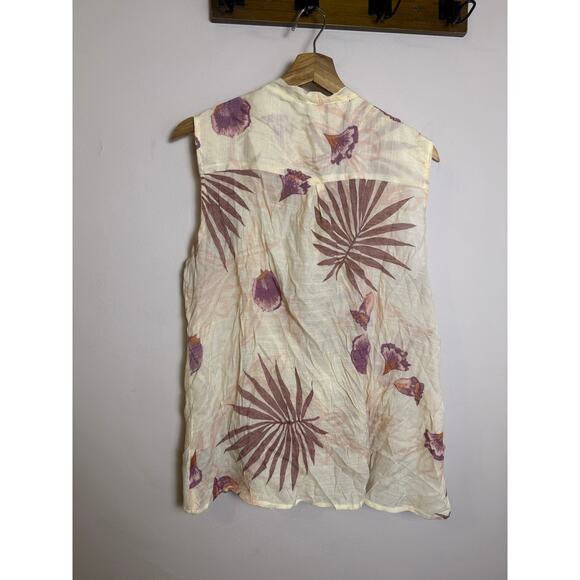 Harve Benard Floral Sleeveless Top Light Weight Tie Front Tropical Large - Picture 5 of 7